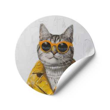 tapeta w kształcie koła cat in yellow
