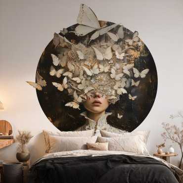 tapeta okrągła woman in butterfly