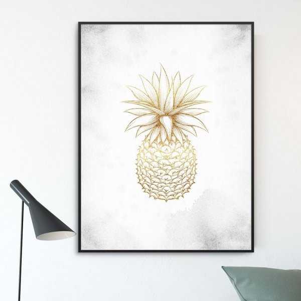 Plakat w ramie - Golden Ananas Plakat w ramie - Golden Ananas
