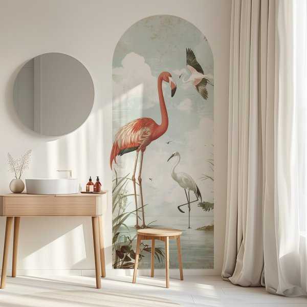 tapeta w kształcie łuku retro flamingo tapeta w kształcie łuku retro flamingo
