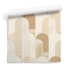 tapeta w beżowe i srebrne łuki