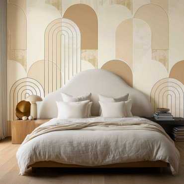 srebrna tapeta modern arches