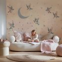srebrna tapeta ścienna star birds