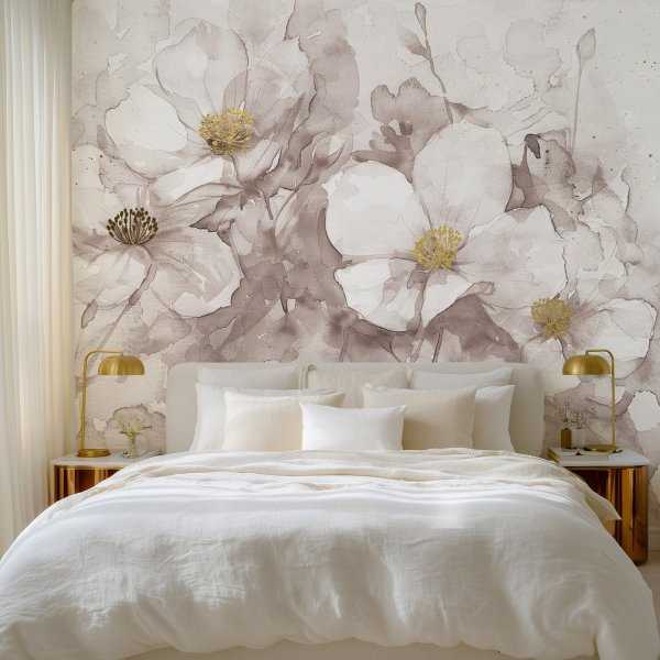 złota tapeta muted flora