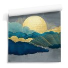 Tapeta na ścianę chmury ze złotym księżycem