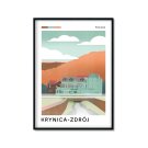 Plakat z ośrodkiem rekreacyjnym w górach