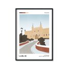 Plakat miasto z zamkiem