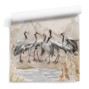 tapeta żurawie