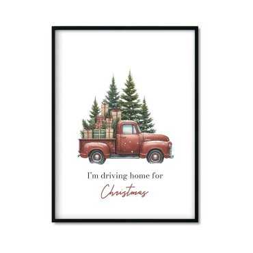 Plakat świąteczny z autem