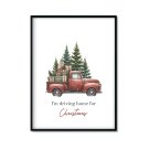 Plakat świąteczny z autem