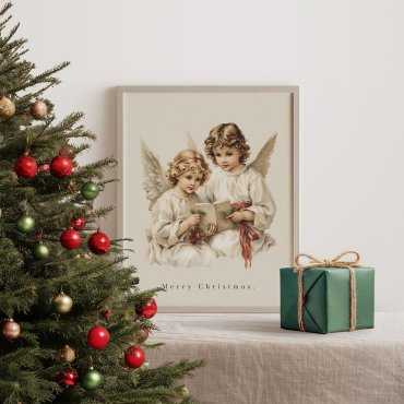 Plakat świąteczny anioły