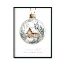 Plakat świąteczny z domkiem