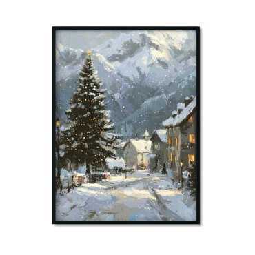 Plakat świąteczny miasteczko