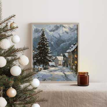 Plakat świąteczny miasteczko