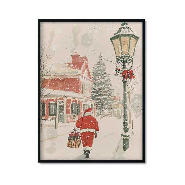 Plakat świąteczny Mikołaj w śniegu