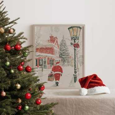 Plakat świąteczny Mikołaj w śniegu