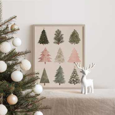Plakat świąteczny z choinkami