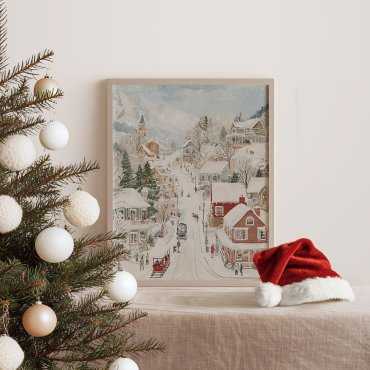 Plakat świąteczna wioska