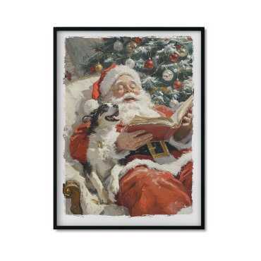 Plakat świąteczny Mikołaj z książką