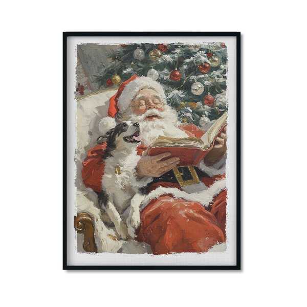 Plakat świąteczny Mikołaj z książką