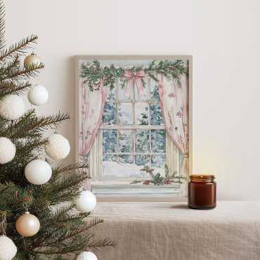 Plakat świąteczny okno