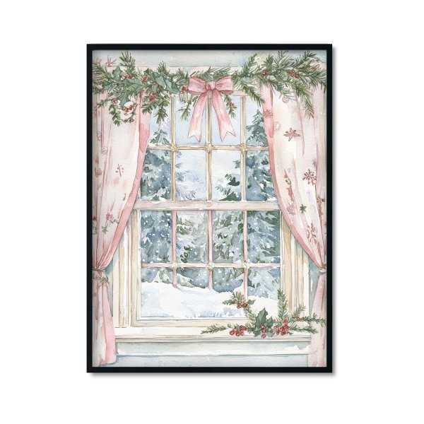 Plakat świąteczny okno