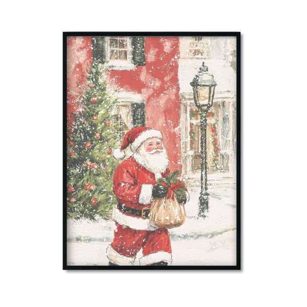 Plakat Mikołaj z prezentami