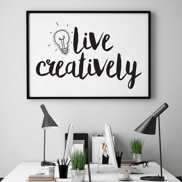 Live creatively - Plakat motywacyjny w ramie