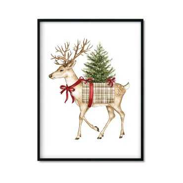 Plakat świąteczny z reniferem