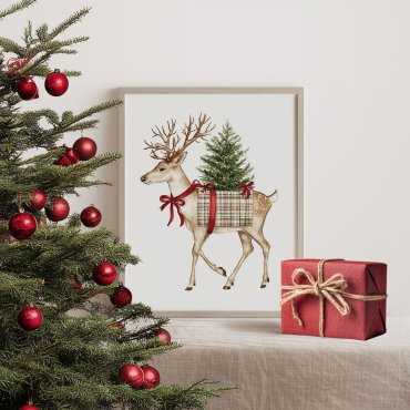 Plakat świąteczny z reniferem
