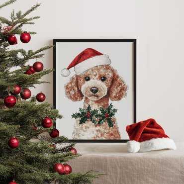 Plakat świąteczny z pieskiem