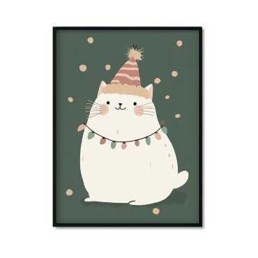 Plakat świąteczny z kotem