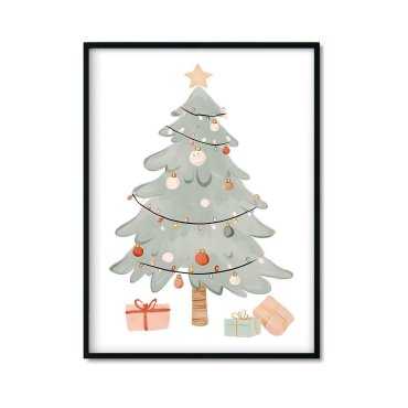 Plakat świąteczny z choinką