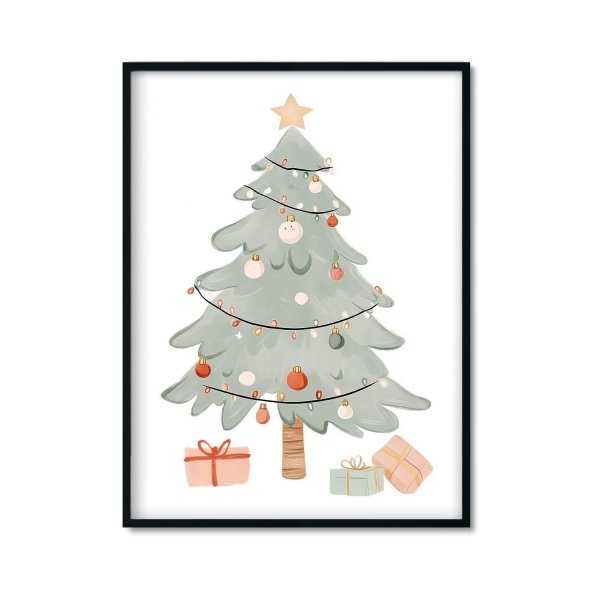 Plakat świąteczny z choinką