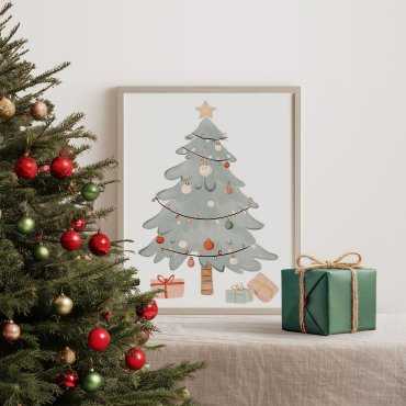 Plakat świąteczny z choinką