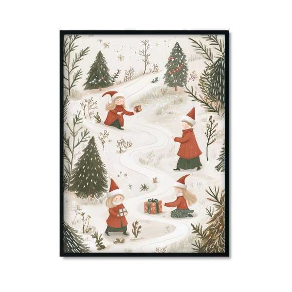 Plakat świąteczny las