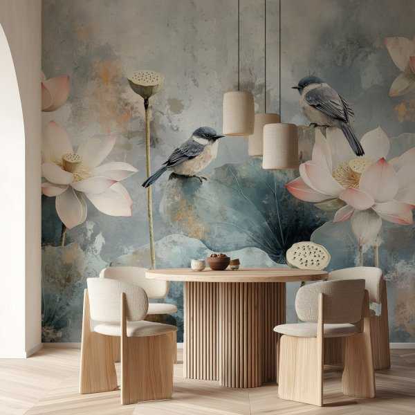tapeta ścienna z ptakami