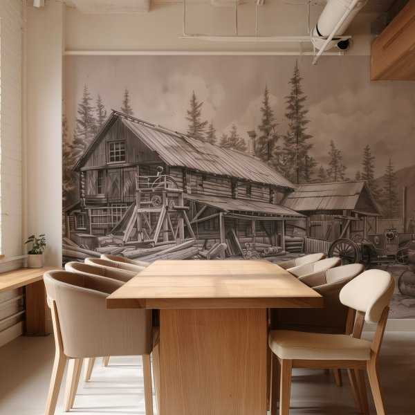 tapeta ze starym tartakiem