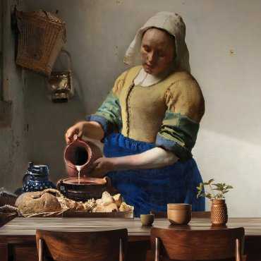 tapeta ścienna z reprodukcją obrazu "Mleczarka" Johannes Vermeer