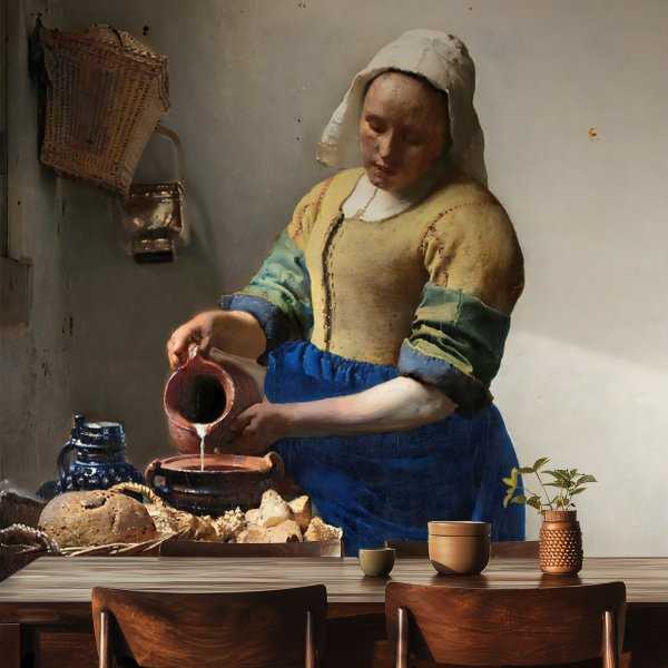 tapeta ścienna z reprodukcją obrazu "Mleczarka" Johannes Vermeer