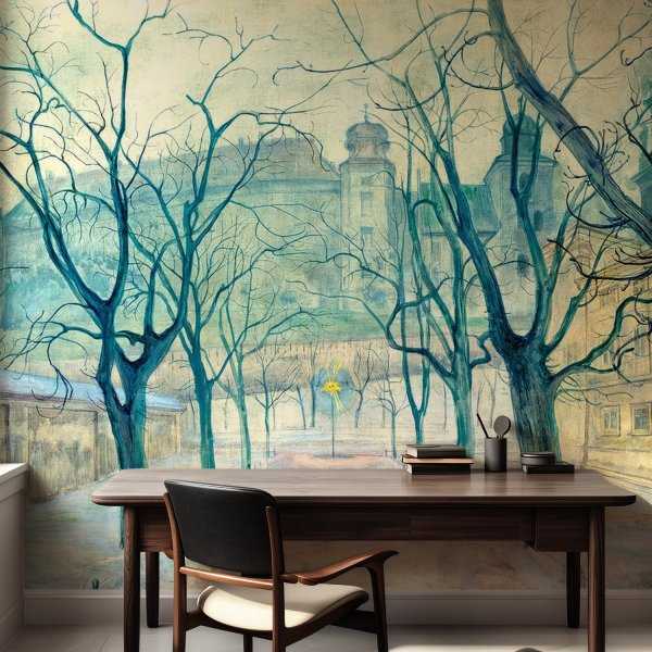 tapeta ścienna z reprodukcją obrazu planty o świcie