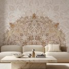 tapeta ścienna z beżową mandalą