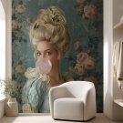 tapeta ścienna z kobietą z gumą balonową