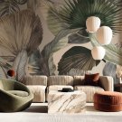 tapeta na ścianę beige jungle leaf