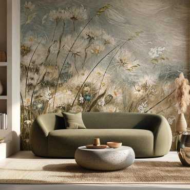 tapeta na ścianę z motywem kwiatów