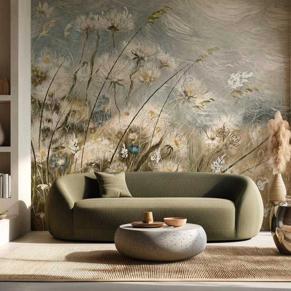 tapeta na ścianę z motywem kwiatów