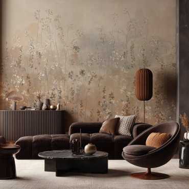 tapeta na ścianę w beżową łąkę