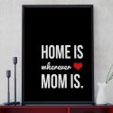 HOME IS WHEREVER MOM IS - Plakat typograficzny w ramie