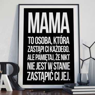Mama jest niezastąpiona - Plakat typograficzny w ramie