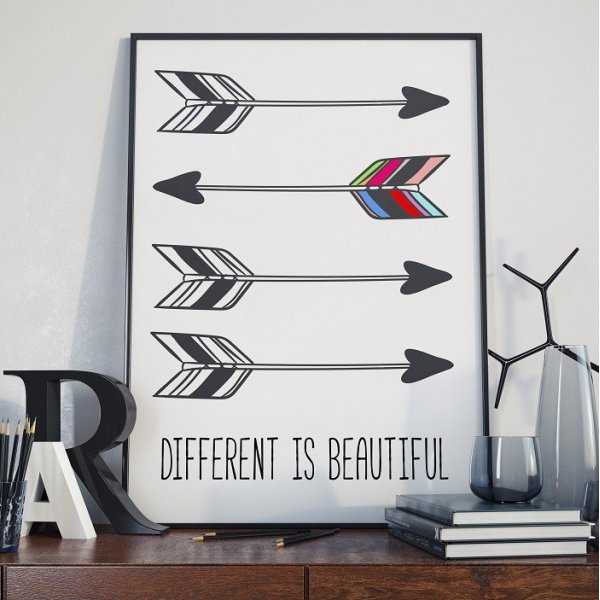 DIFFERENT IS BEAUTIFUL - Plakat Typograficzny DIFFERENT IS BEAUTIFUL - Plakat Typograficzny
